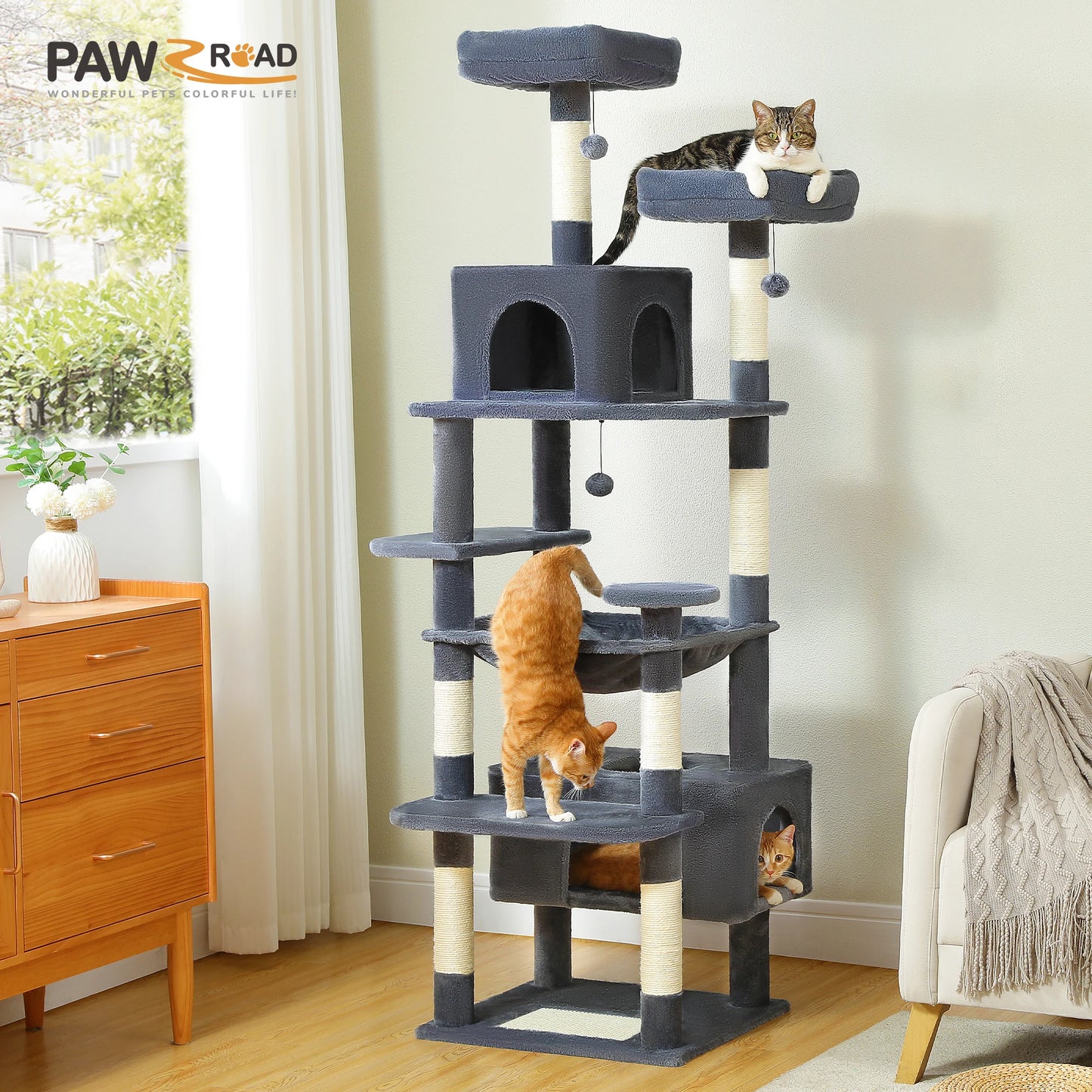PAWZ Road Cat Tree Tower With Scratching Posts Condos