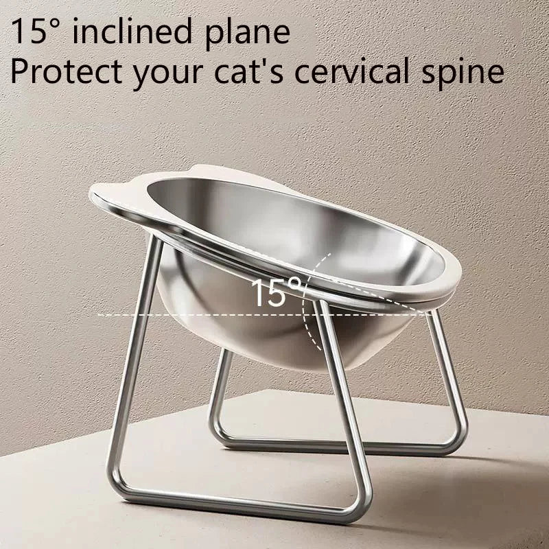 Booteely Tilted Stainless Steel Cat Food Bowls With Metal Stand