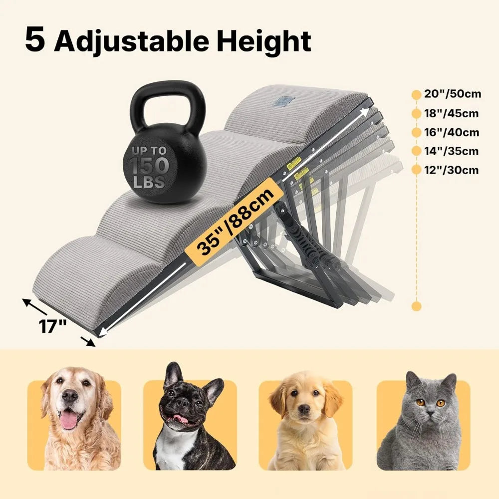 Dog Ramp for Bed and Couch Height Adjustable Foldable