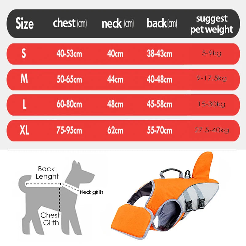 Adjustable Dog Life Vest Shark Fin Swimming Jacket For Pets