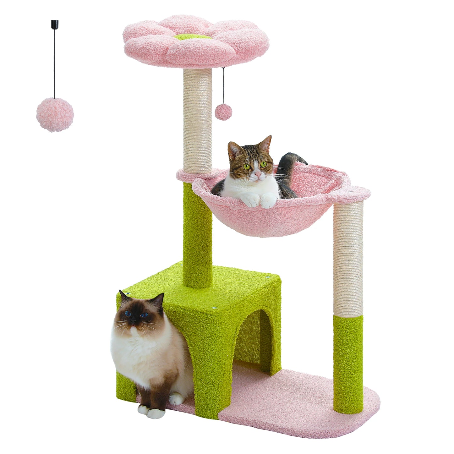 PETEPELA Flower Cat Tree With Frame Hammock For Indoor Cats