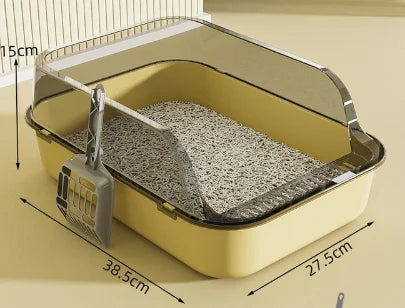Semi Enclosed Cat Litter Box Splashproof Kitten Toilet Tray Indoor