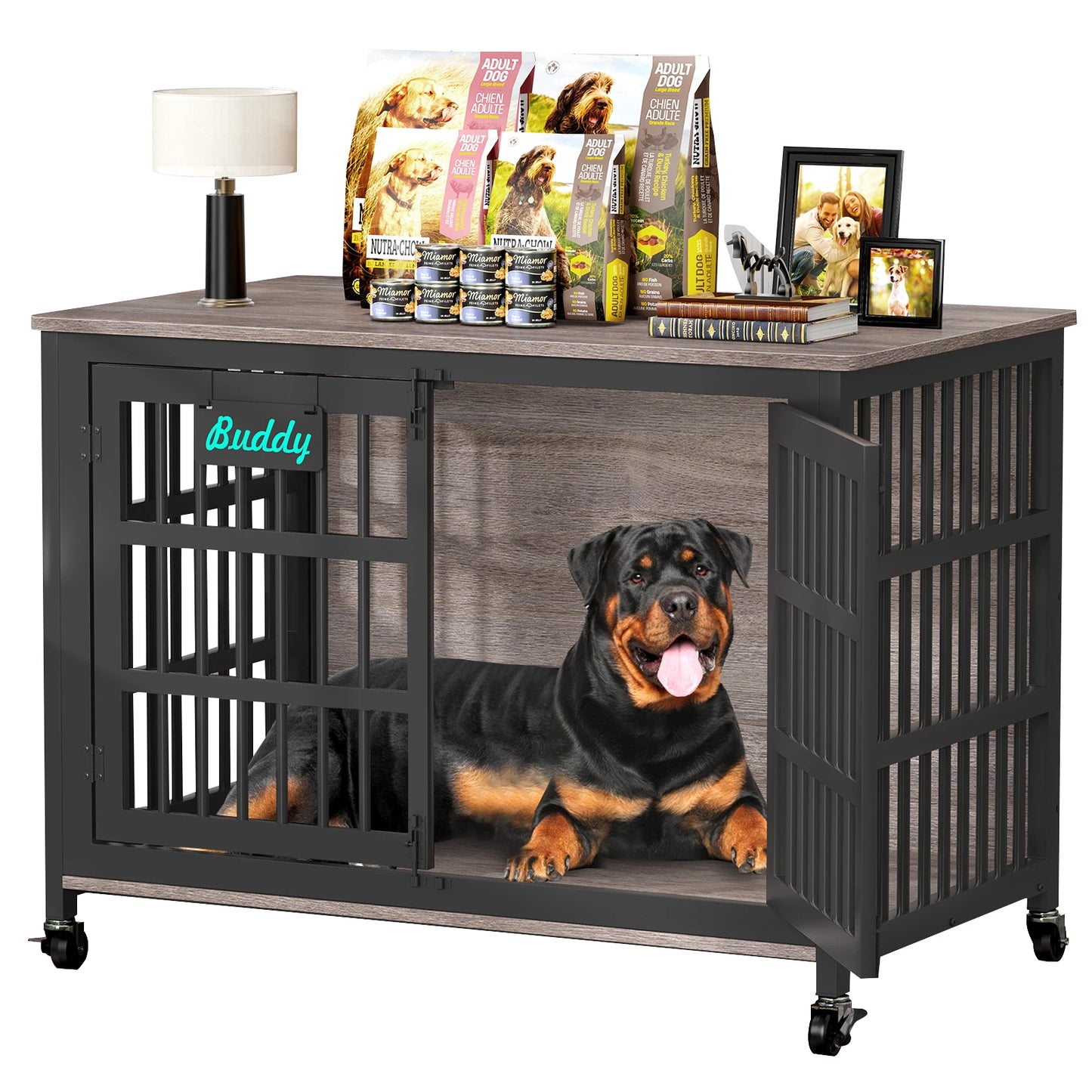 Furniture Style Heavy Duty Dog Crate With Casters Indoor Use
