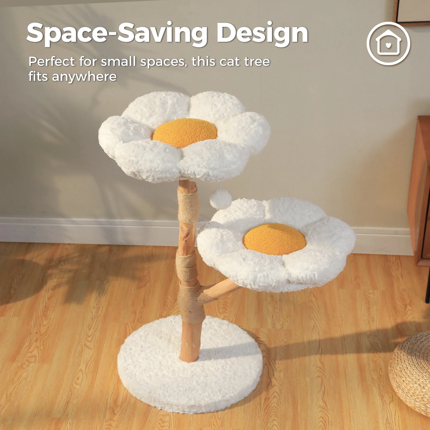 PAWZ Road Modern Cat Tree Tower With Natural Solid Wood Scratching Posts