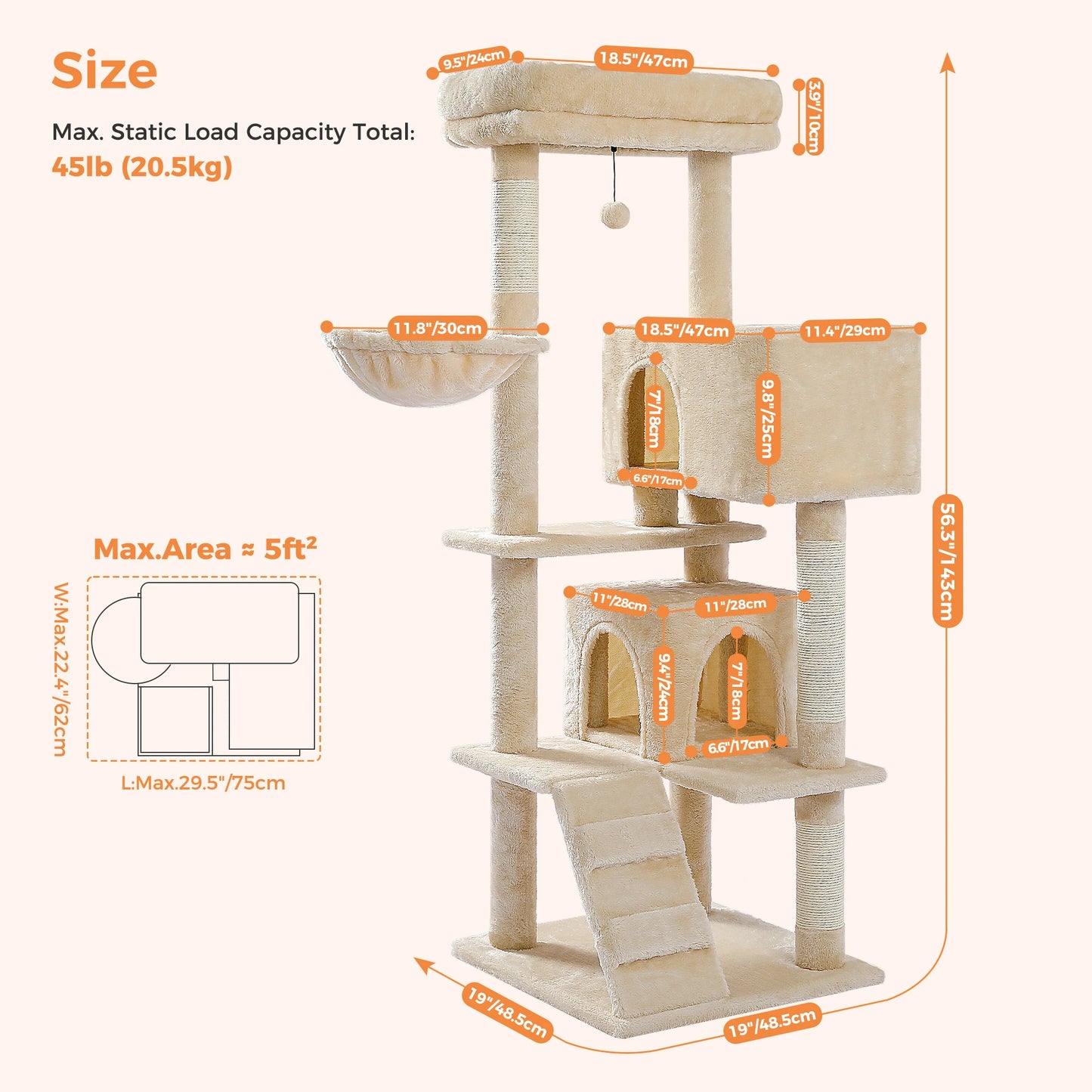 PAWZ Road Cat Tree Tower Condo With Plush Perch Posts