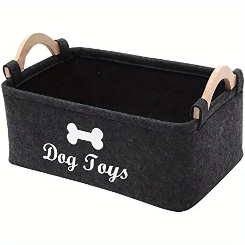 Fleece Dog Toy Box Storage Organizer Basket For Pets