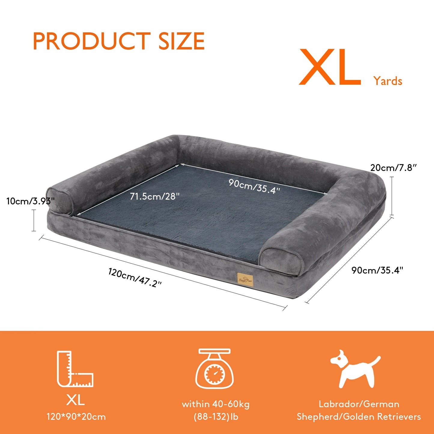 BINGOPAW Orthopedic Dog Bed With Removable Cover Soft Cushion