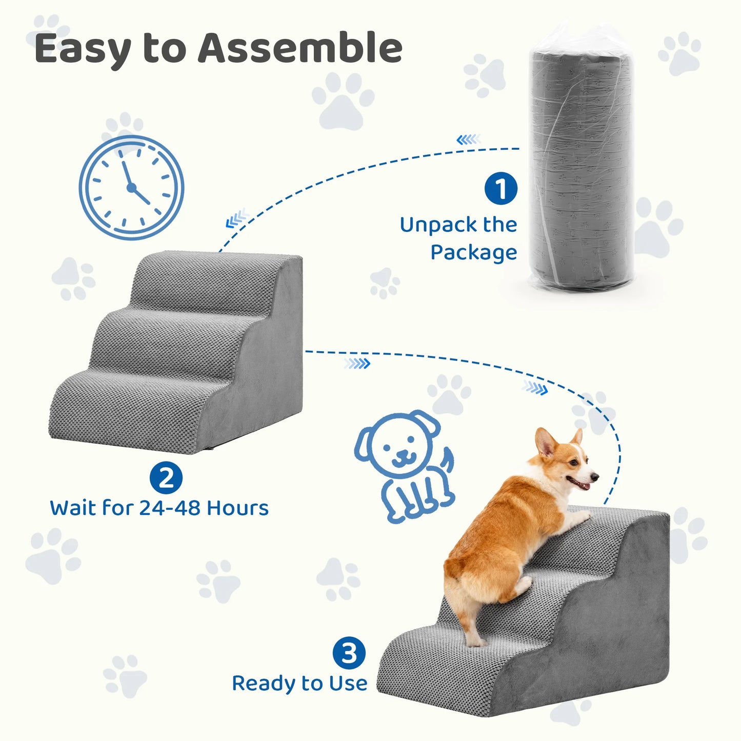 Curved Foam Dog Stairs Ramp For Dogs Non Slip Indoor