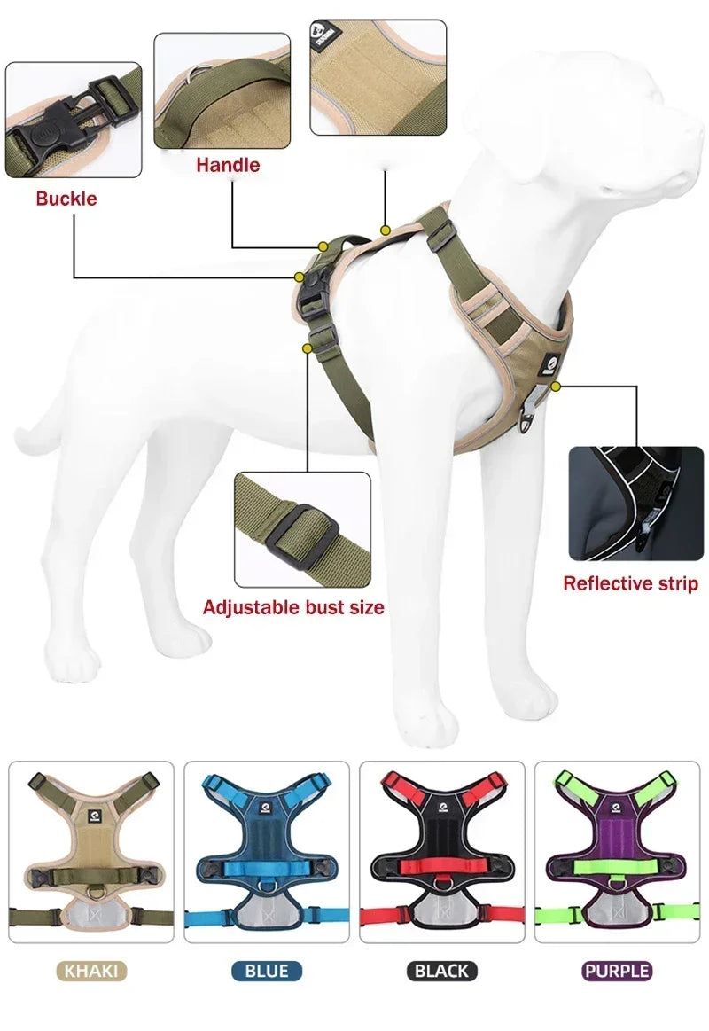ABQP Reflective Dog Harness Adjustable Training Vest Shock Harnesses