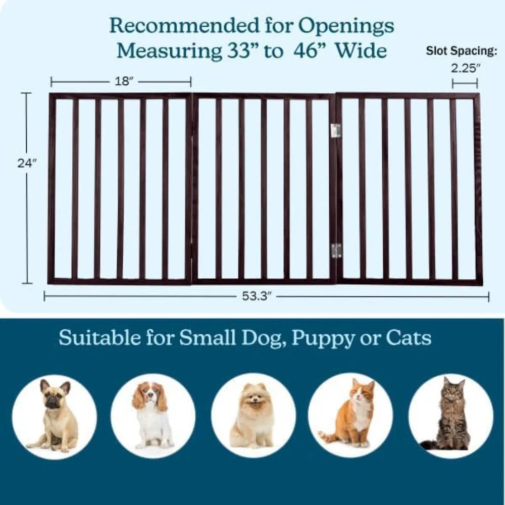 Wooden Freestanding Accordion Pet Gate For Doorways And Stairs