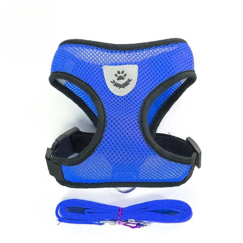 Adjustable Mesh Cat And Dog Harness With Leash Reflective