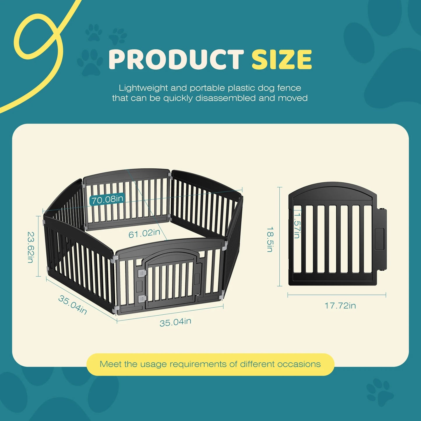JHK Plastic Dog Playpen Six Panel Foldable Pet Fence