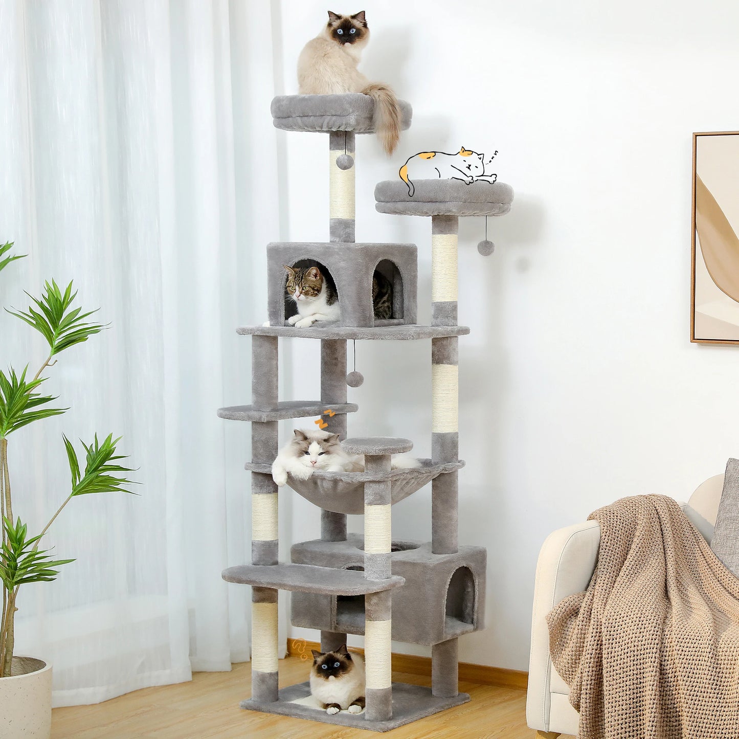 PAWZ Road Cat Tree Tower With Scratching Posts Condos