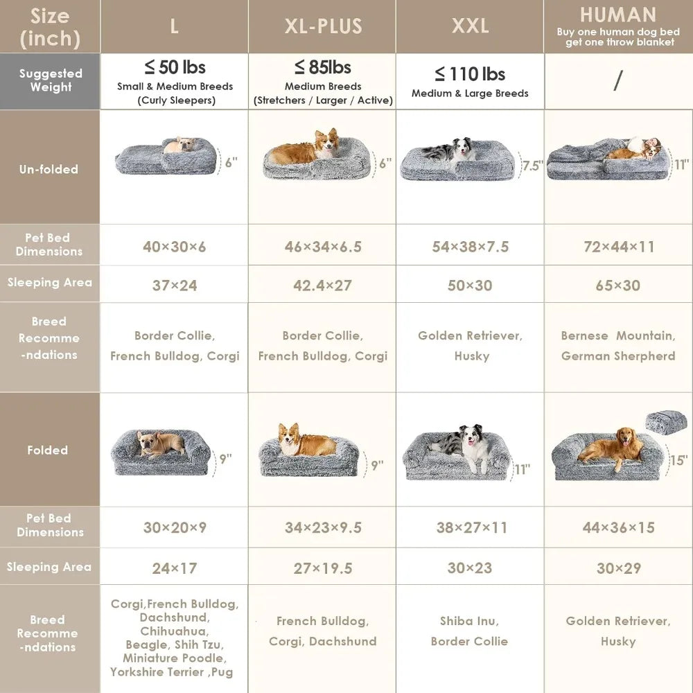 Foldable Human Dog Bed With Orthopedic Memory Foam Waterproof Non Slip