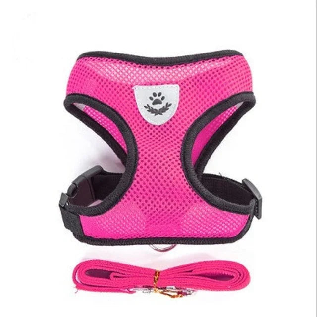 Adjustable Mesh Cat And Dog Harness With Reflective Leash