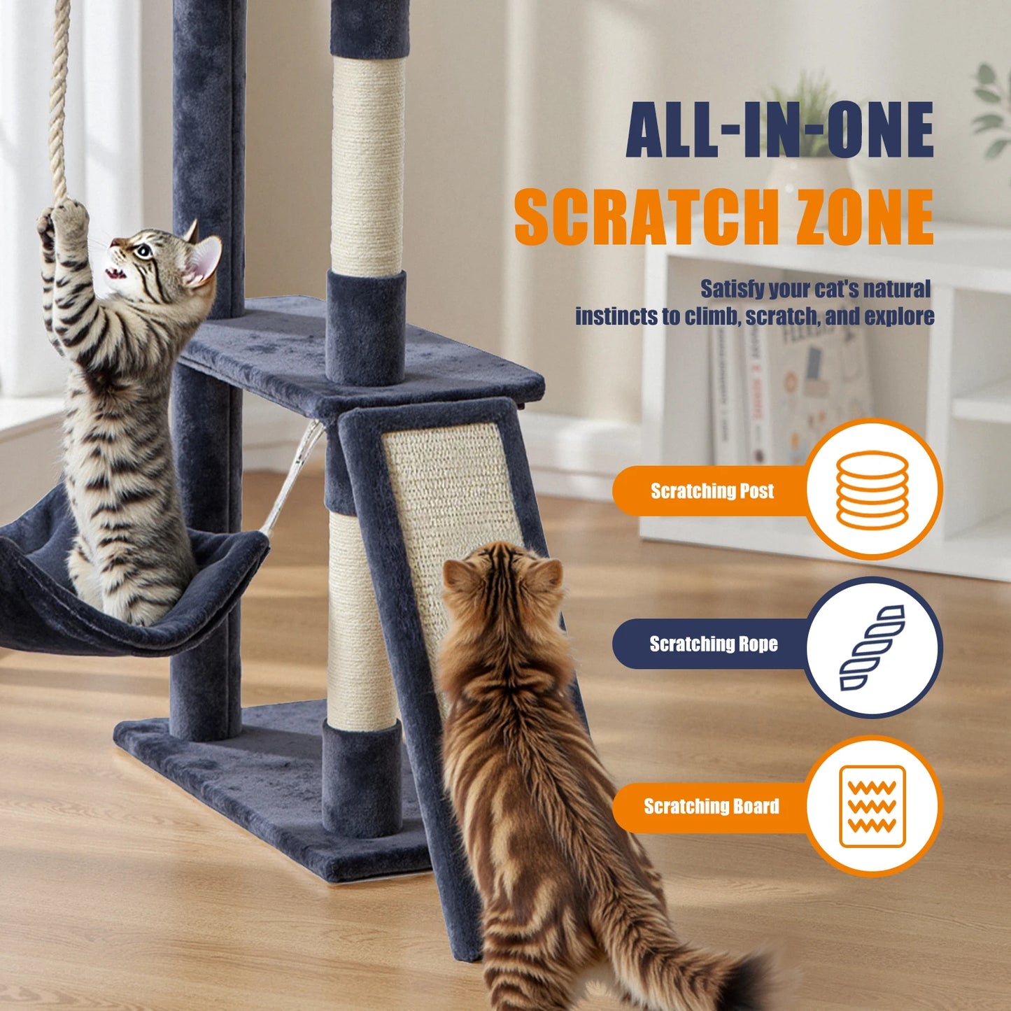 JHK Cat Tree Tower For Indoor Multi-Cat Scratching And Climbing
