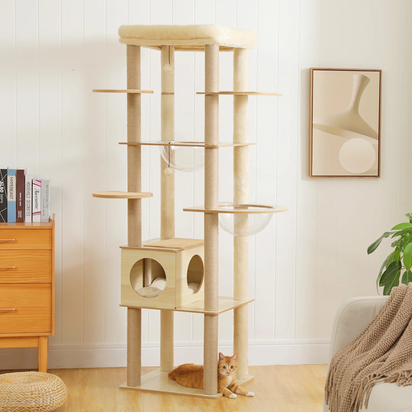PAWZ Ro Multi-Level Cat Tree Indoor Wood Tower With Posts