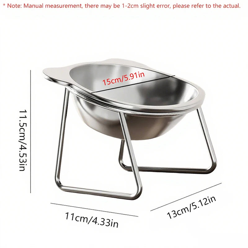 Booteely Tilted Stainless Steel Cat Food Bowls With Metal Stand
