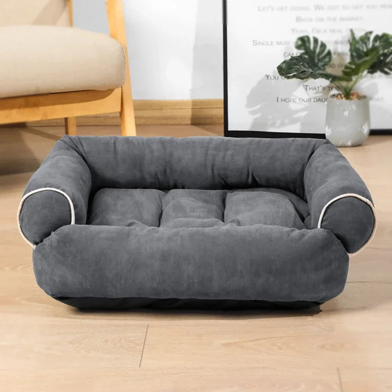 Soft Plush Dog Bed Sofa With Anti Slip Plastic Bottom For Deep Sleep