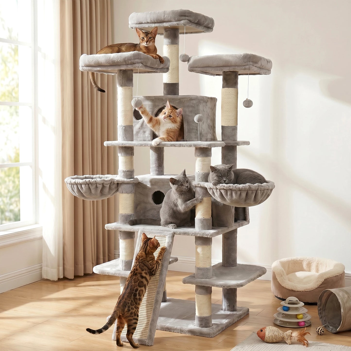 FOOWIN Multi Level Cat Tree Tower Condos And Scratching Posts