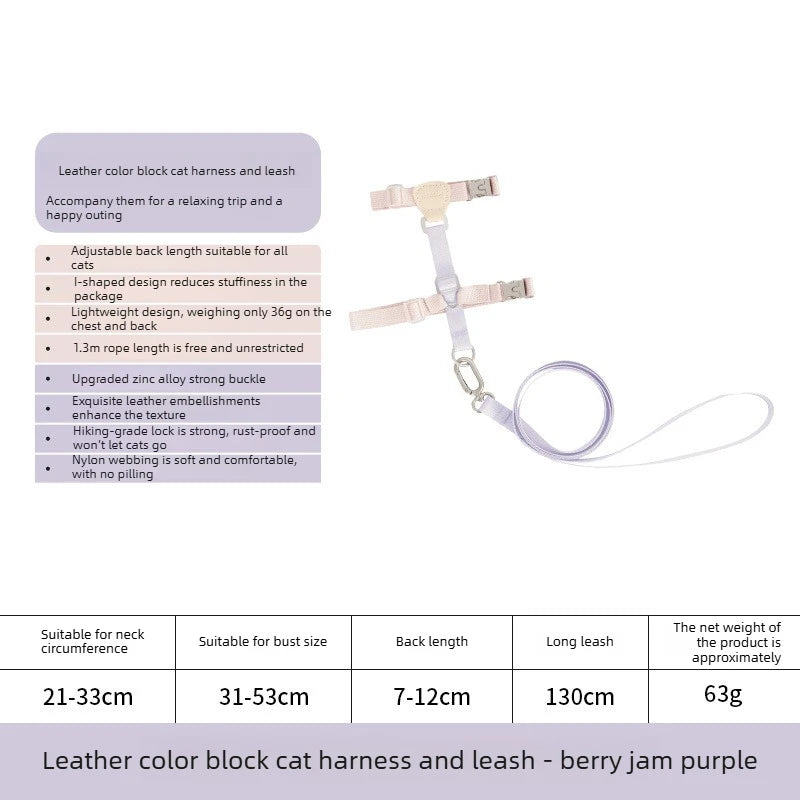 Escape Proof Cat Harness And Leash Set, Adjustable H-Style Vest