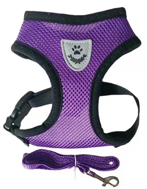 Adjustable Mesh Cat And Dog Harness With Leash Reflective