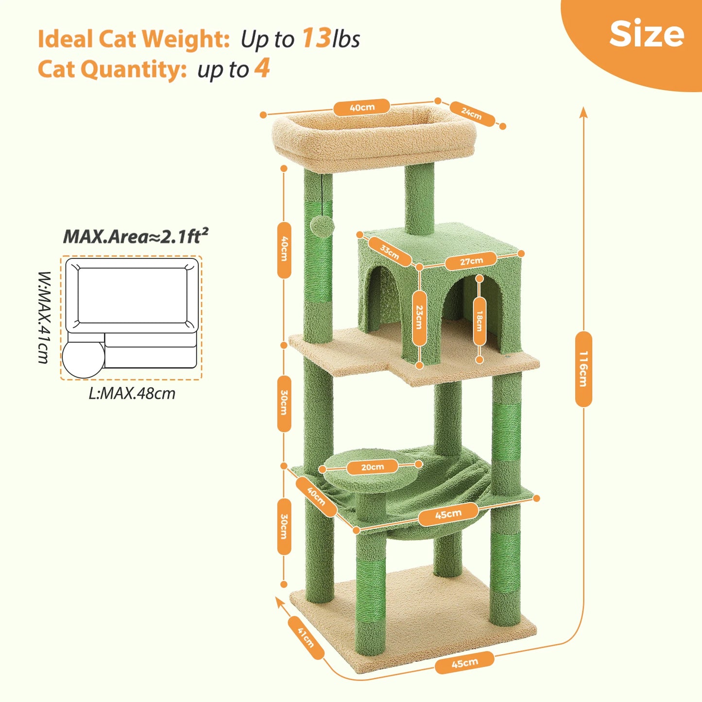 PETEPELA Cat Tree Indoor 5-Level Cat Tower With Metal Frame