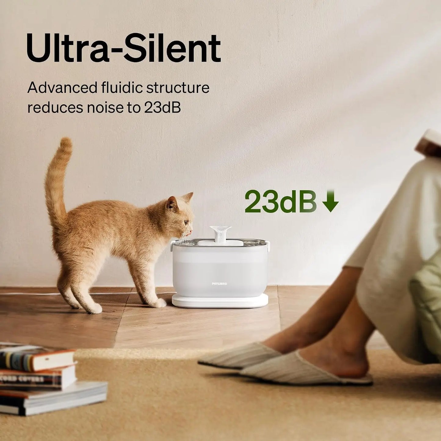 Stainless Steel Cat Water Fountain With Wireless Pump And Dispenser