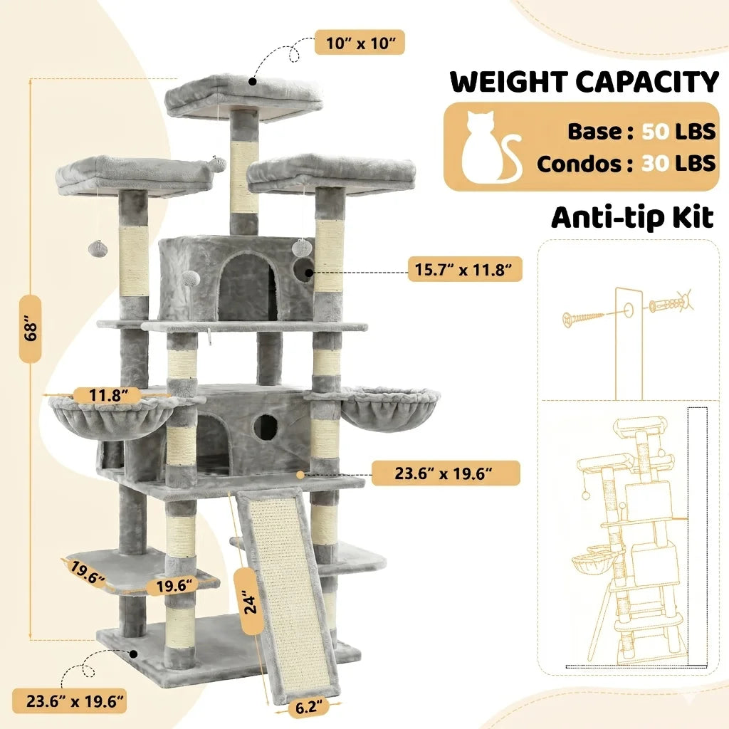 Large Multi Level Cat Tree Tower With Condos And Perches