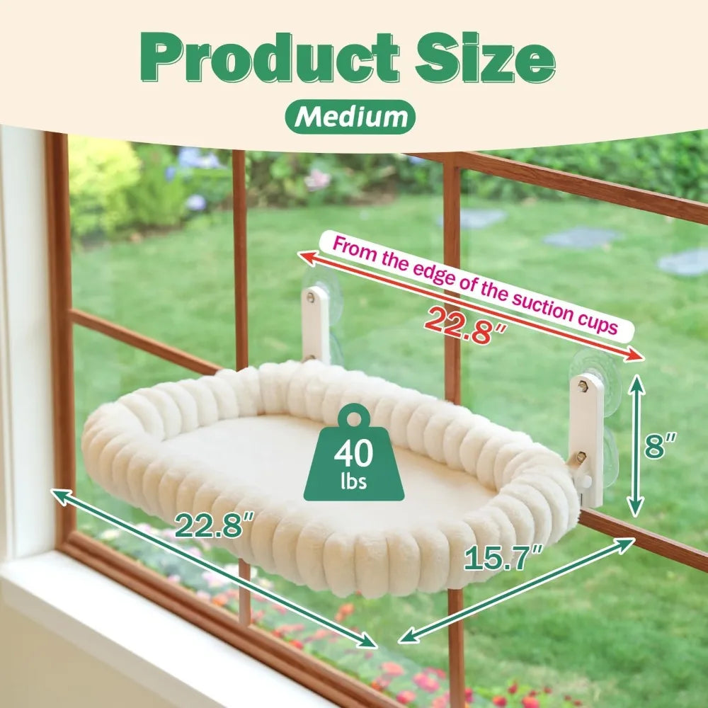 Foldable Cat Window Perch With Bolster And Metal Frame