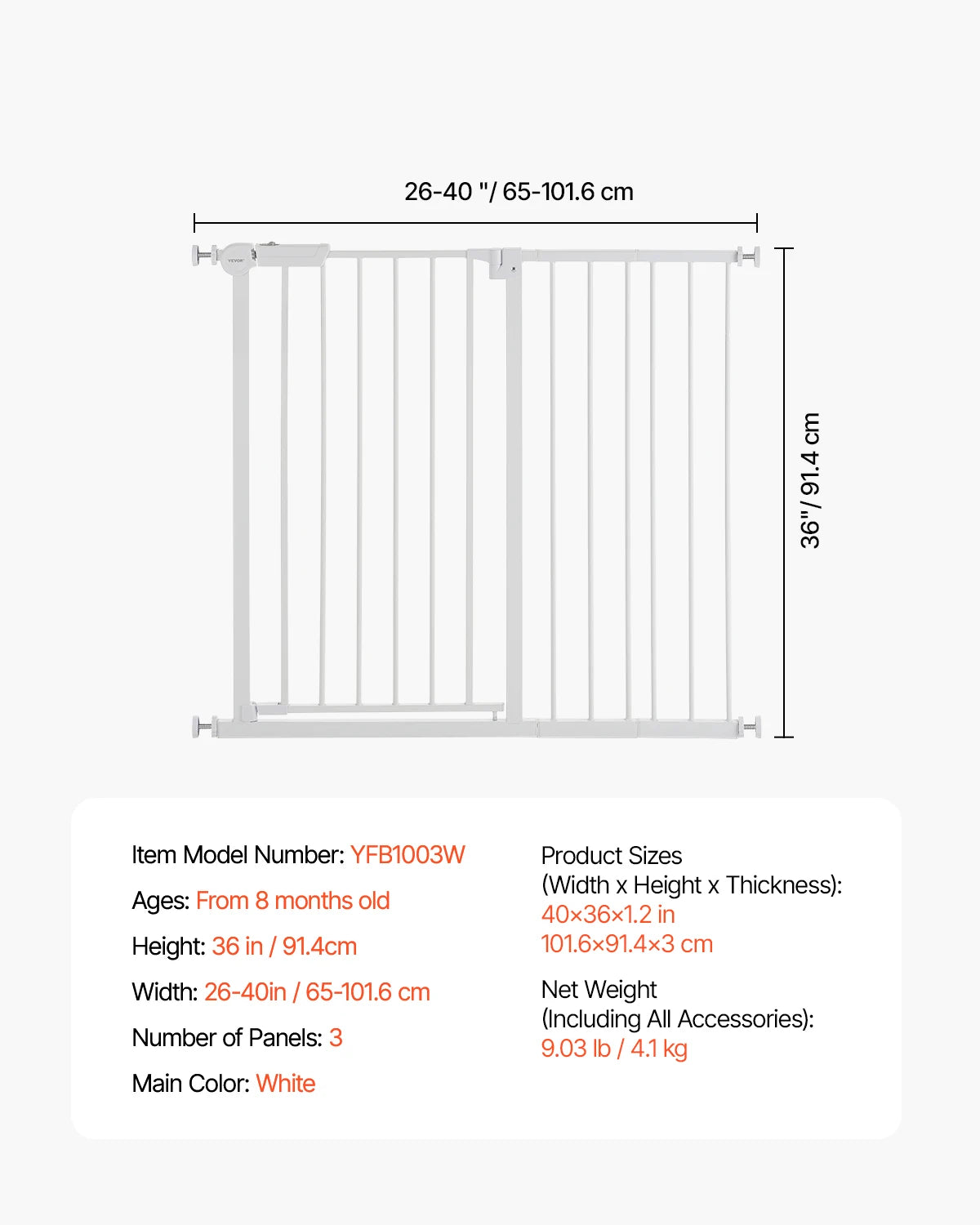 SucceBuy Baby Gate Pressure Mount Easy Walk-Through Security