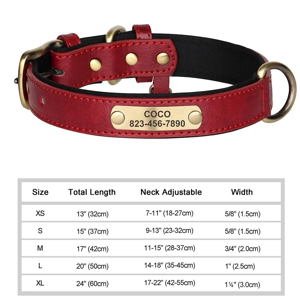 COOYOMOO Personalized Leather Dog Collar With Engraving And Padded Nameplate