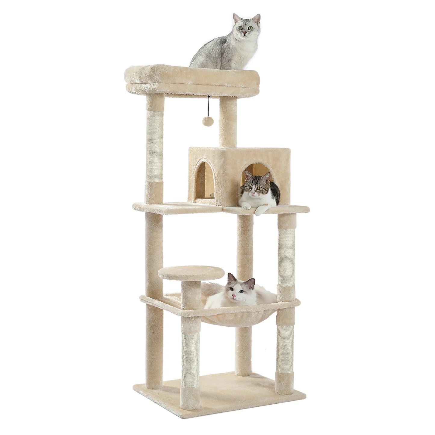 PEQULTI Multi-Level Cat Tree With Scratching Posts And Cozy Hammock
