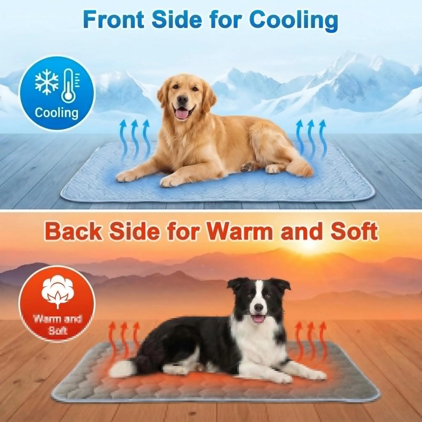 Self Cooling Dog Mat 2-in-1 Long Lasting Soft Washable Bed