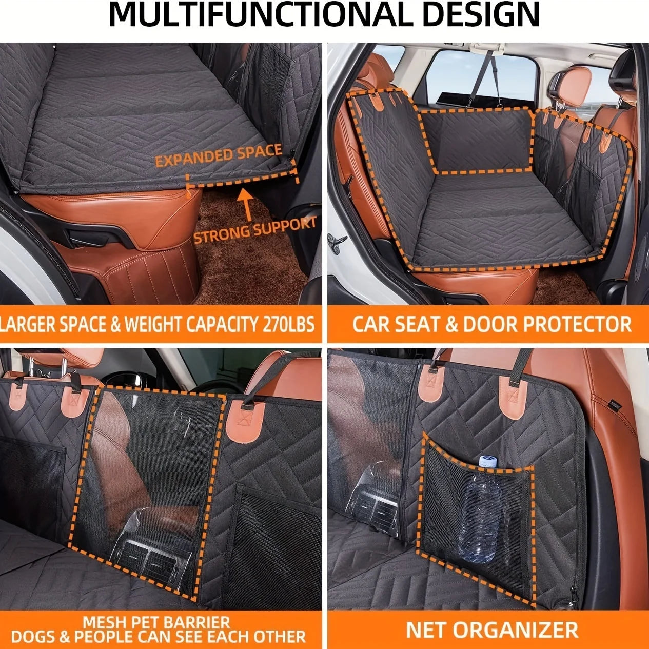 Dog Car Seat Cover Waterproof Hammock Back Seat Nonslip