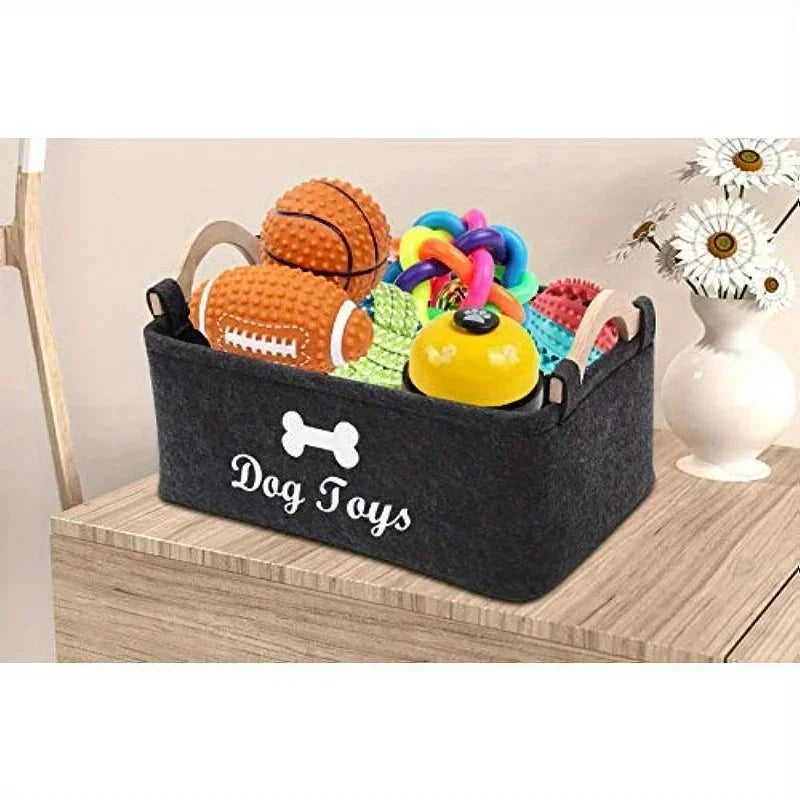 Fleece Dog Toy Box Storage Organizer Basket For Pets