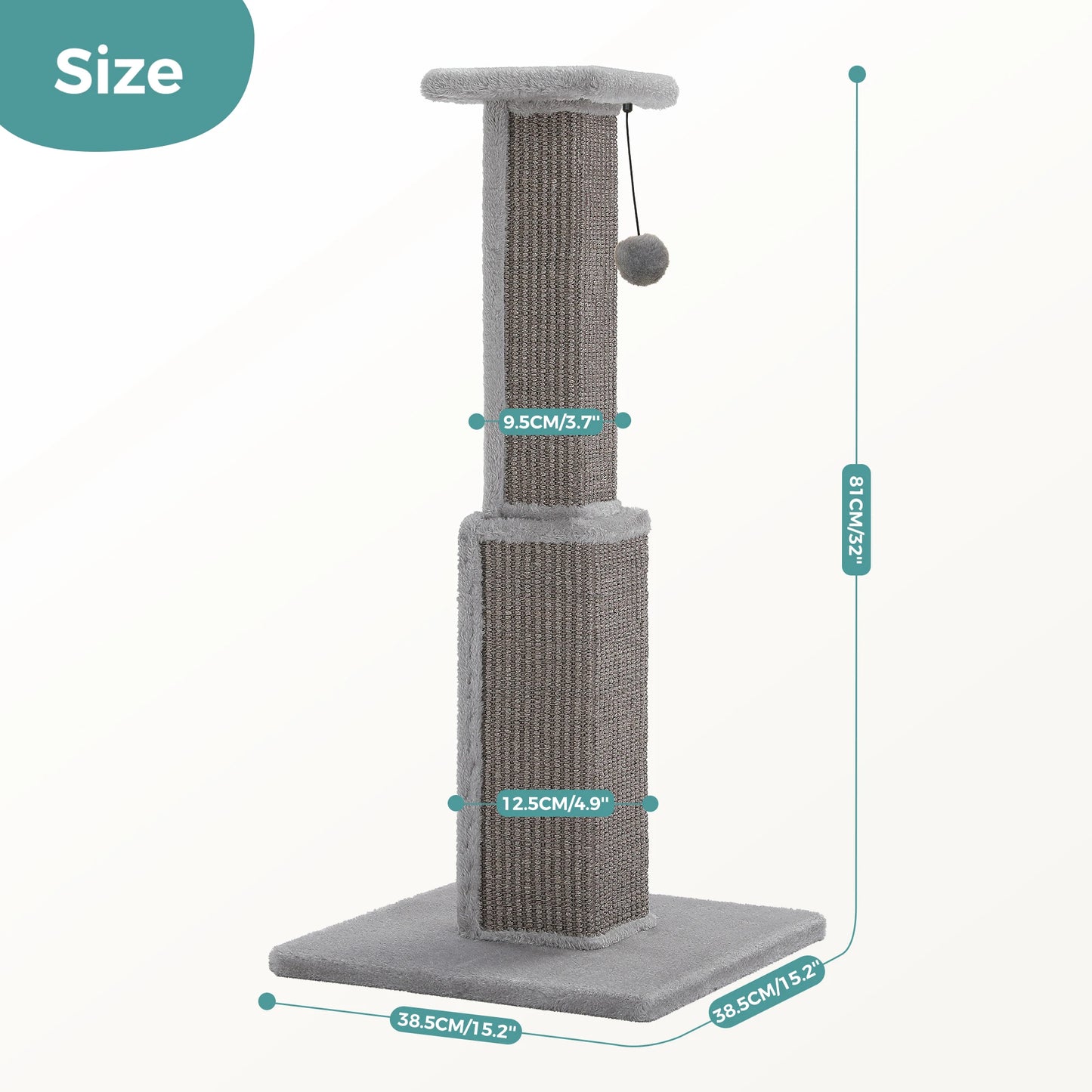 PAWZ Road Indoor Cat Scratching Post With Dangling Sisal Ball