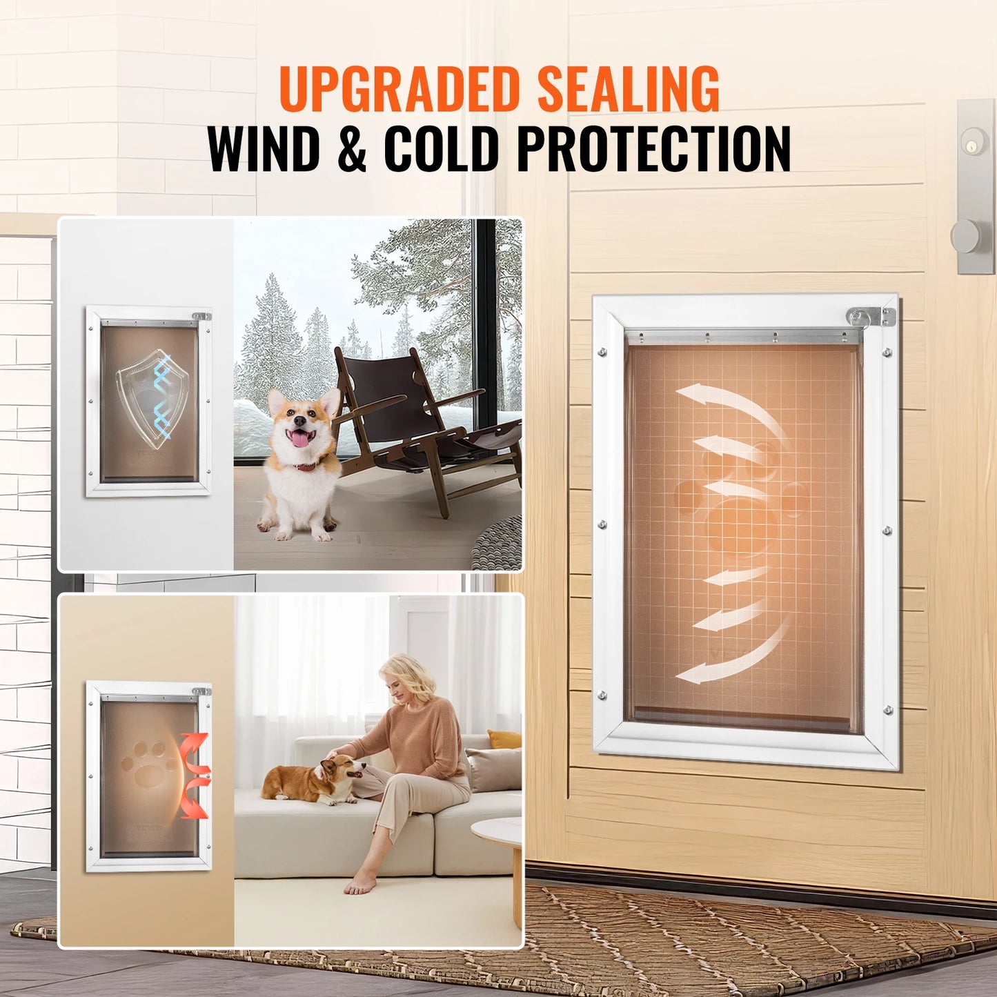 Pet Door Aluminum Frame With Lock And Flap System Weatherproof