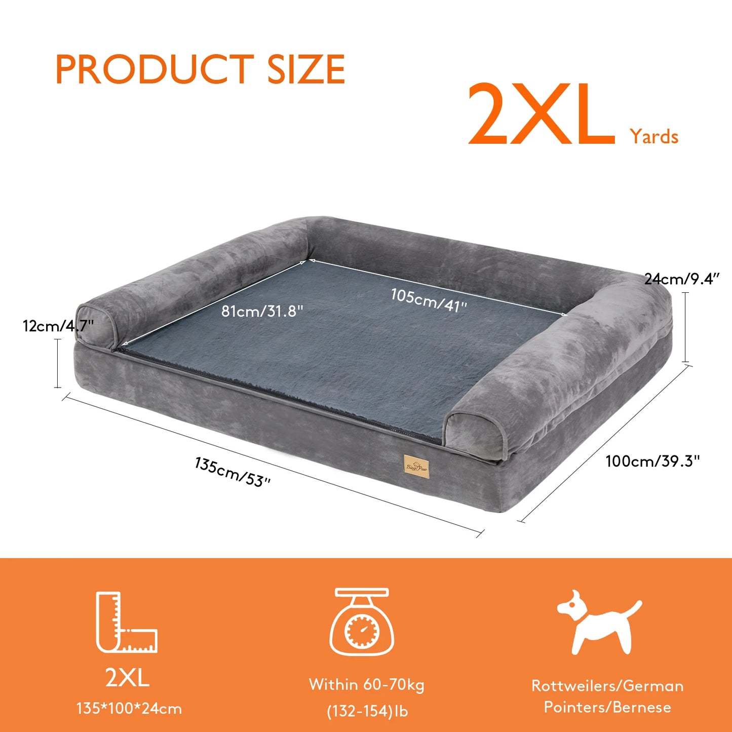 BINGOPAW Extra Large Orthopedic Dog Bed With Removable Washable Cover
