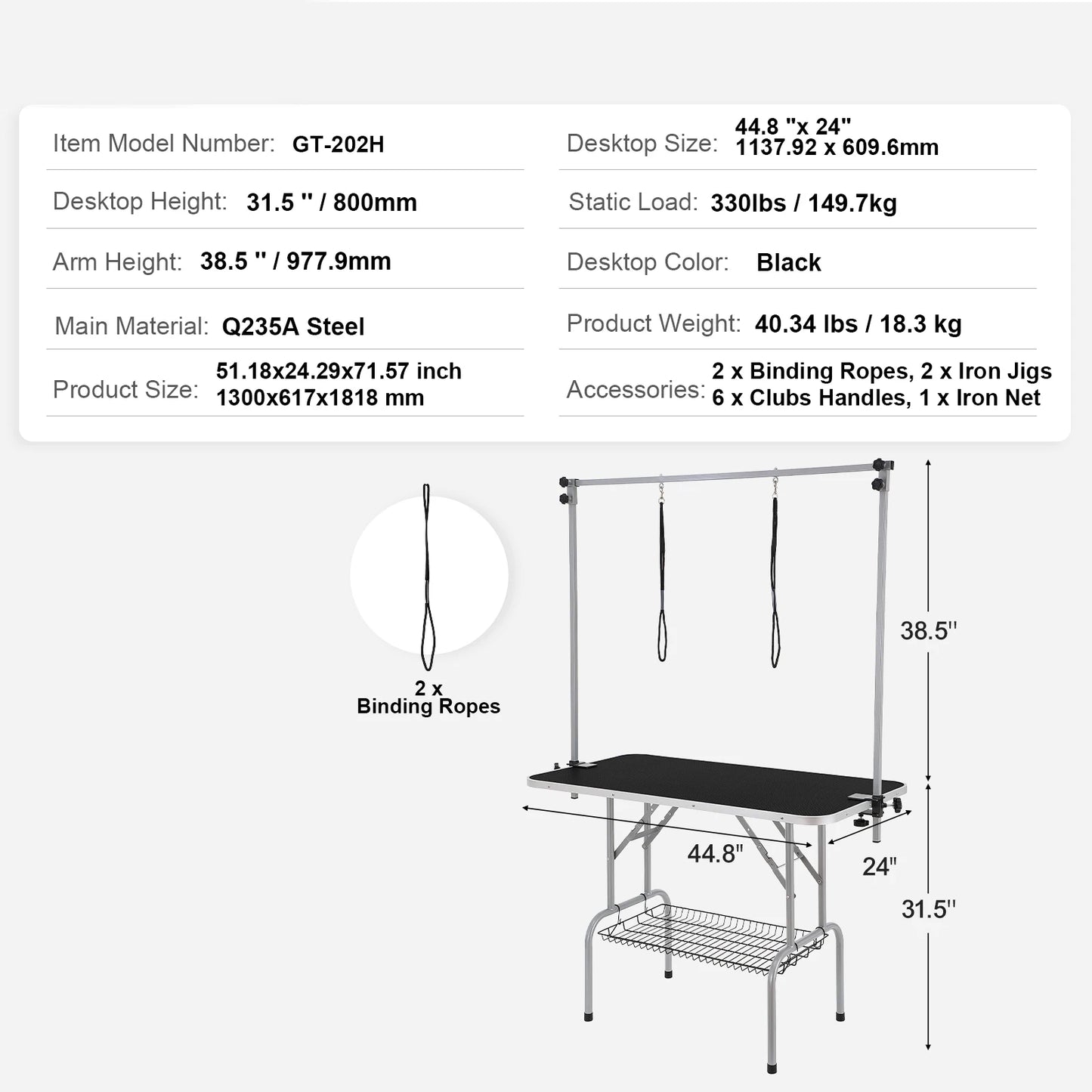 SucceBuy Pet Grooming Table With Two Arms Clamp Folding Stand Grooming Loop