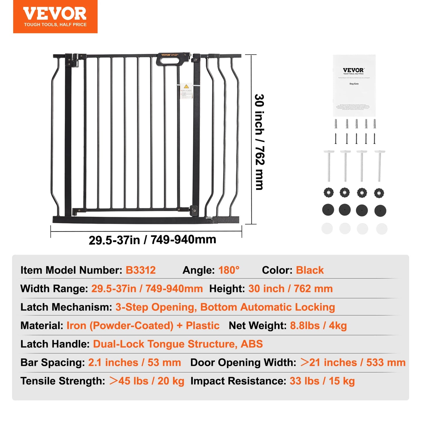 SucceBuy Baby Gate Doorways Walk Through Pressure Mount Security Gate