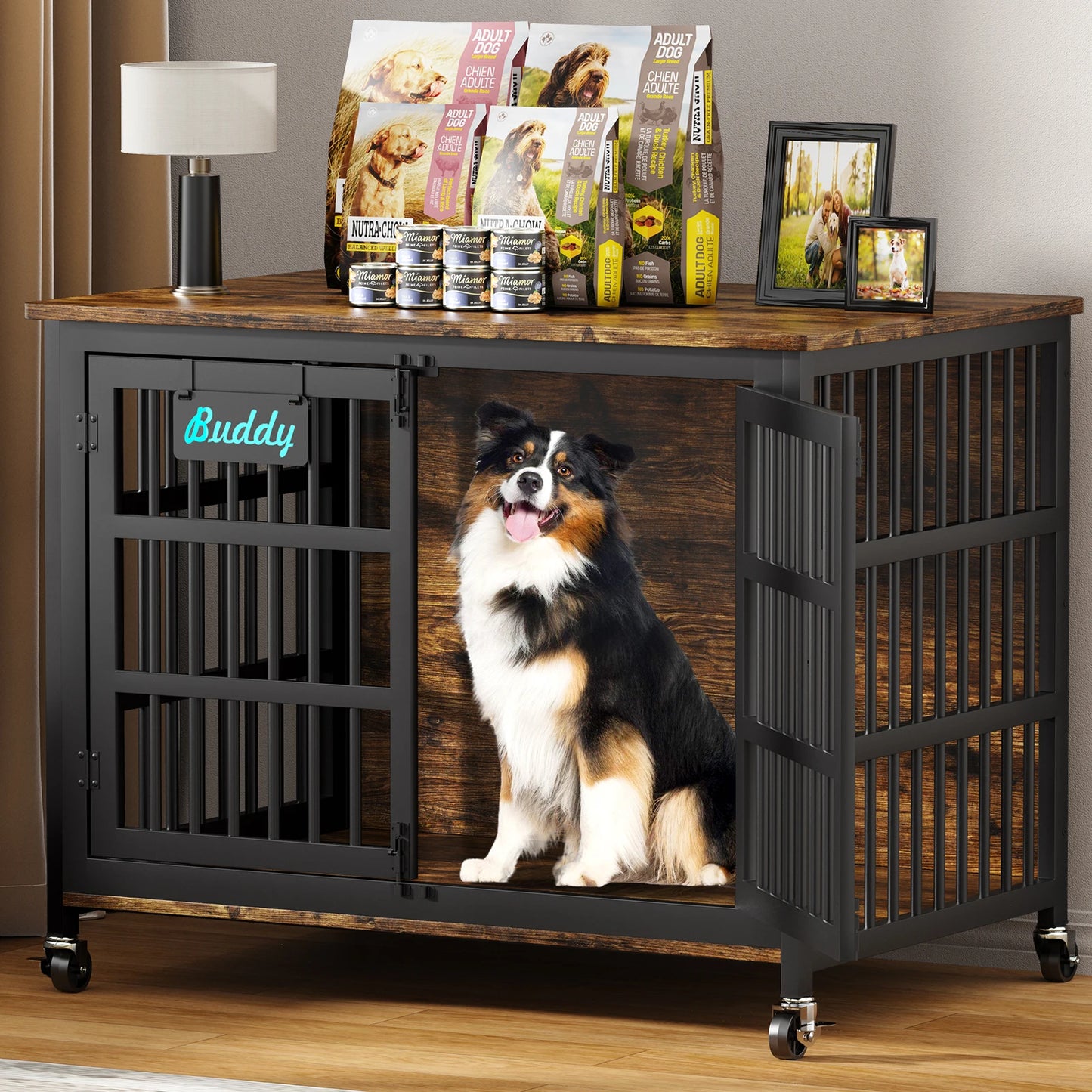 Furniture Style Heavy Duty Dog Crate With Casters Indoor Use