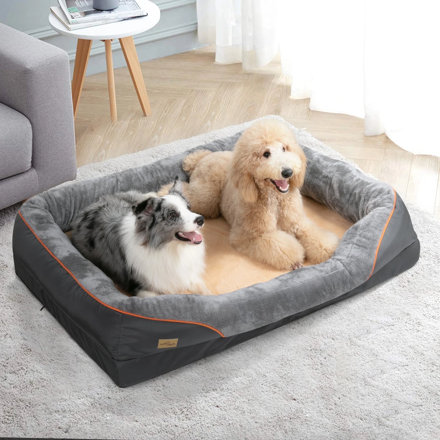 BINGOPAW Dog Bed With Anti Allergy Fleece Removable Cover Waterproof