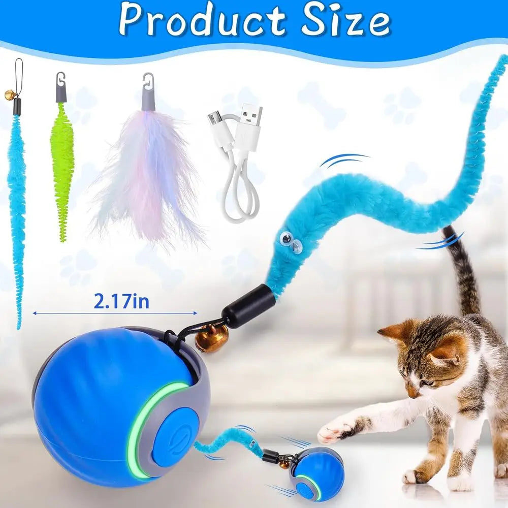 Interactive Cat Ball Toy With 3 Tails Dual Speed Rechargeable