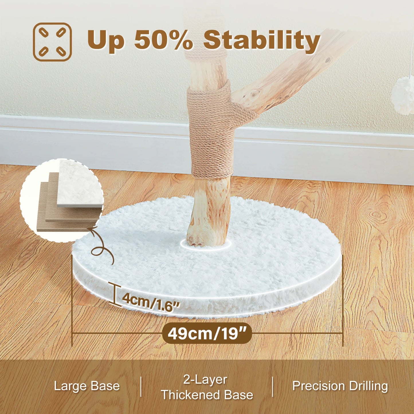 PAWZ Road Modern Cat Tree Tower With Natural Solid Wood Scratching Posts