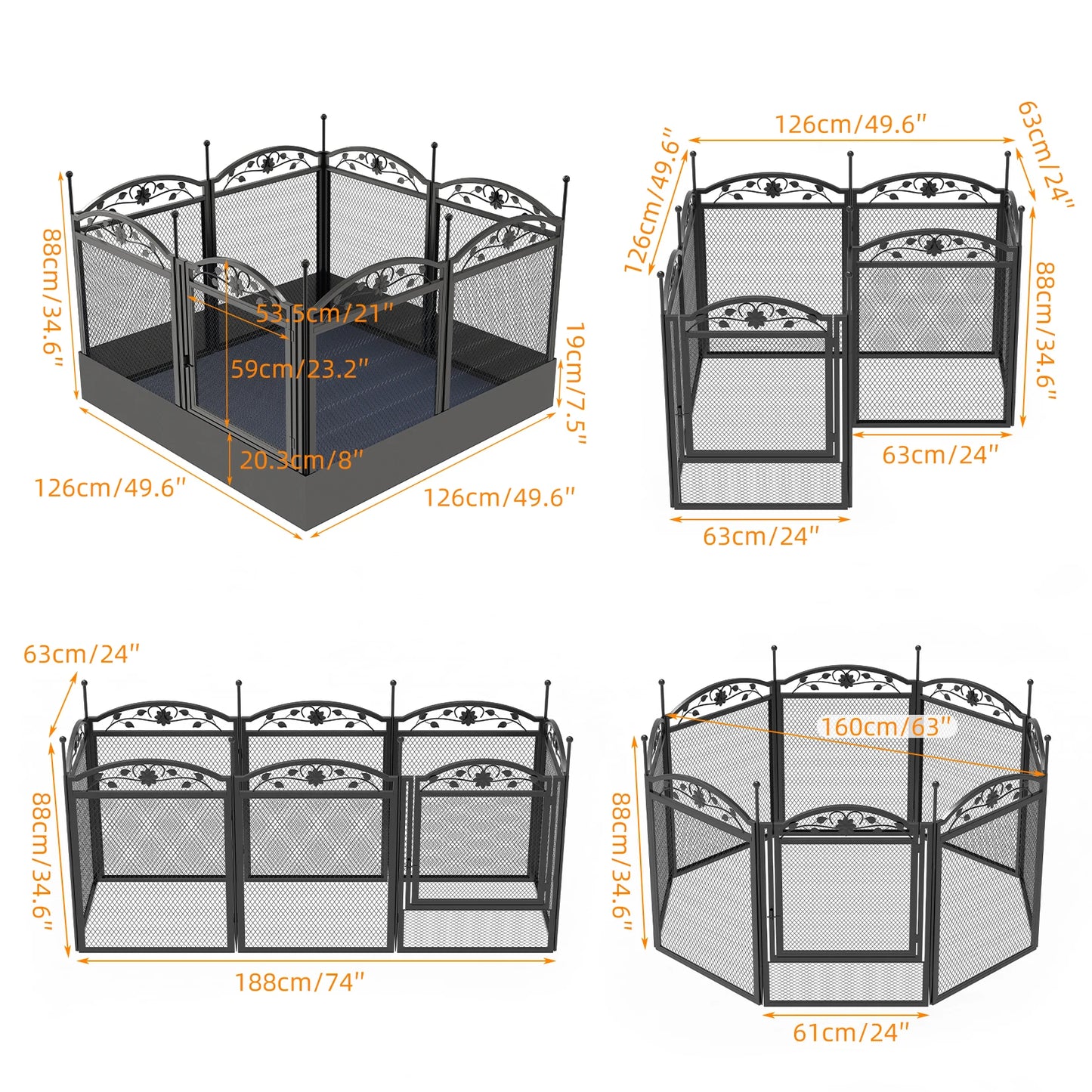 BINGOPAW 8-Panel Heavy Duty Dog Playpen For Indoor Outdoor Use