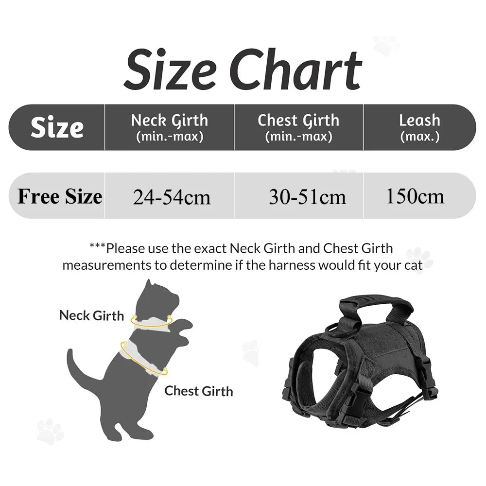 Pet Cat Harness And Leash Tactical Design With Dual Handles