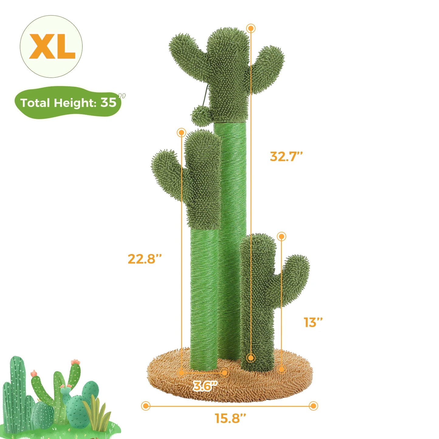 PEQULTI Cactus Cat Tree Small Cat Tower With Spacious Condo