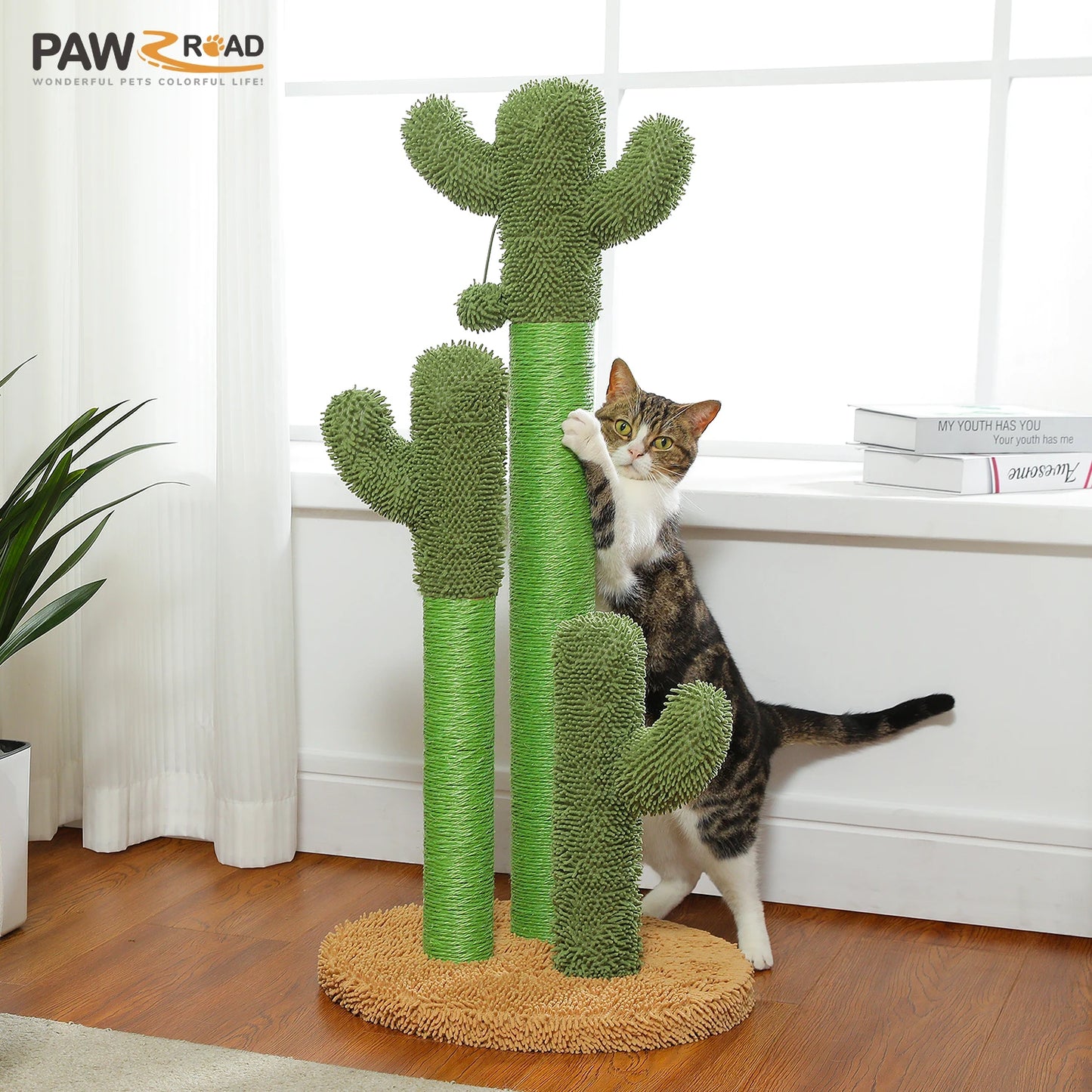 PEQULTI Cactus Cat Tree Tower with Condo Hammock Indoor