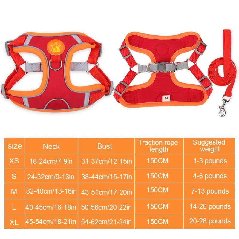 Reflective Mesh Dog Harness Vest For Small And Medium Breeds